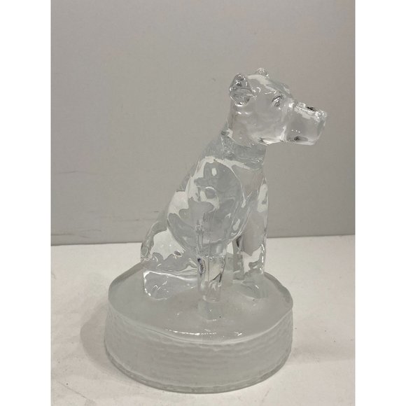 Vintage Cristal D Arques Lead Crystal Dog Figurine with Frosted Base - Picture 1 of 7